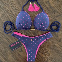 Hot pink polka Bikini Reversible 