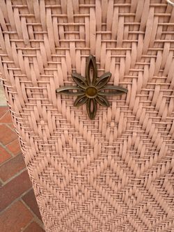 Pink Wicker Hamper with Brass Flower Hardware