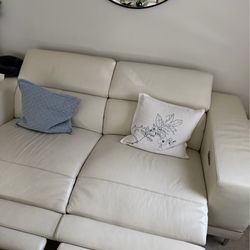 Modani White Leather Power Recliner Sofa– Excellent Condition