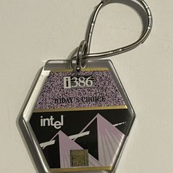 New Vintage INTEL Keychain Real 386 and 486 PROCESSOR chips In Lucite i386/i486