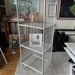 White industrial style bookshelf 