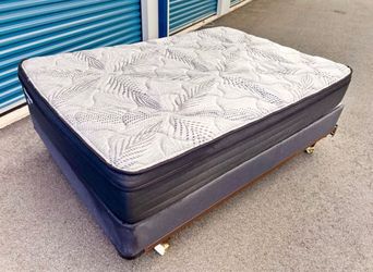 $150 for Full Size Sleepy's By Sealy Spring Plush Mattress/Boxspring and Bed Frame Set