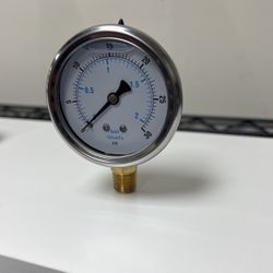 Pressure Gauges 30 Psi. 2.5” Dial Glycerin Filled 1/4 NPT