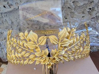 Beautiful gold bridal leaves hair comb headpiece new
