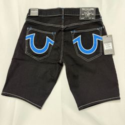 Size 32 - True Religion Ricky Relaxed Straight Black Denim Shorts NWT MSRP $164