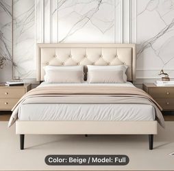 Full size bed frame with headboard new In Irvine  Beige