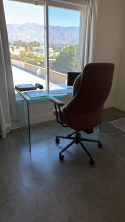 Clear Glass Desk with Office Chair