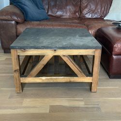 Crate & Barrel Blue Stone Coffee Table 