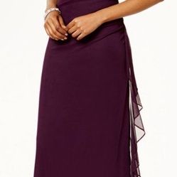 FREE! Purple Plum Embellished Keyhole Ruched Gown by Betsy & Adam B & A 