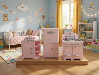 Pottery Barn three-piece wooden kitchen for kids