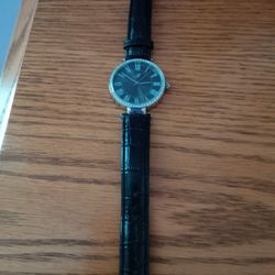 Gently Used Black Watch With Bling And A Leather Band 