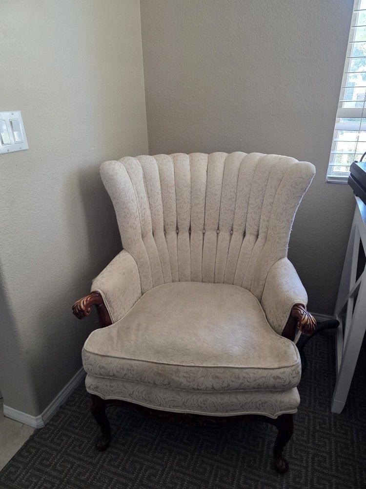 French Antique Round Wing Back Chair