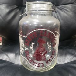 Vintage clear glass Aunty Candies Branded Fruit rare spring closer with lid jar made in italy