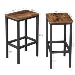 VASAGLE Bar Stools Bar Chairs with Footrest Set of 2 - Brown