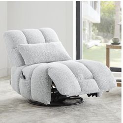 CHITA Power Recliner Chair for living Room, Swivel Rocker Recliner Sofa with Lumbar Support,Grey