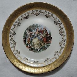 VINTAGE TOLPIN PORCELAIN DINNER - DECORATIVE  PLATE -VICTORIAN SCENE 10"