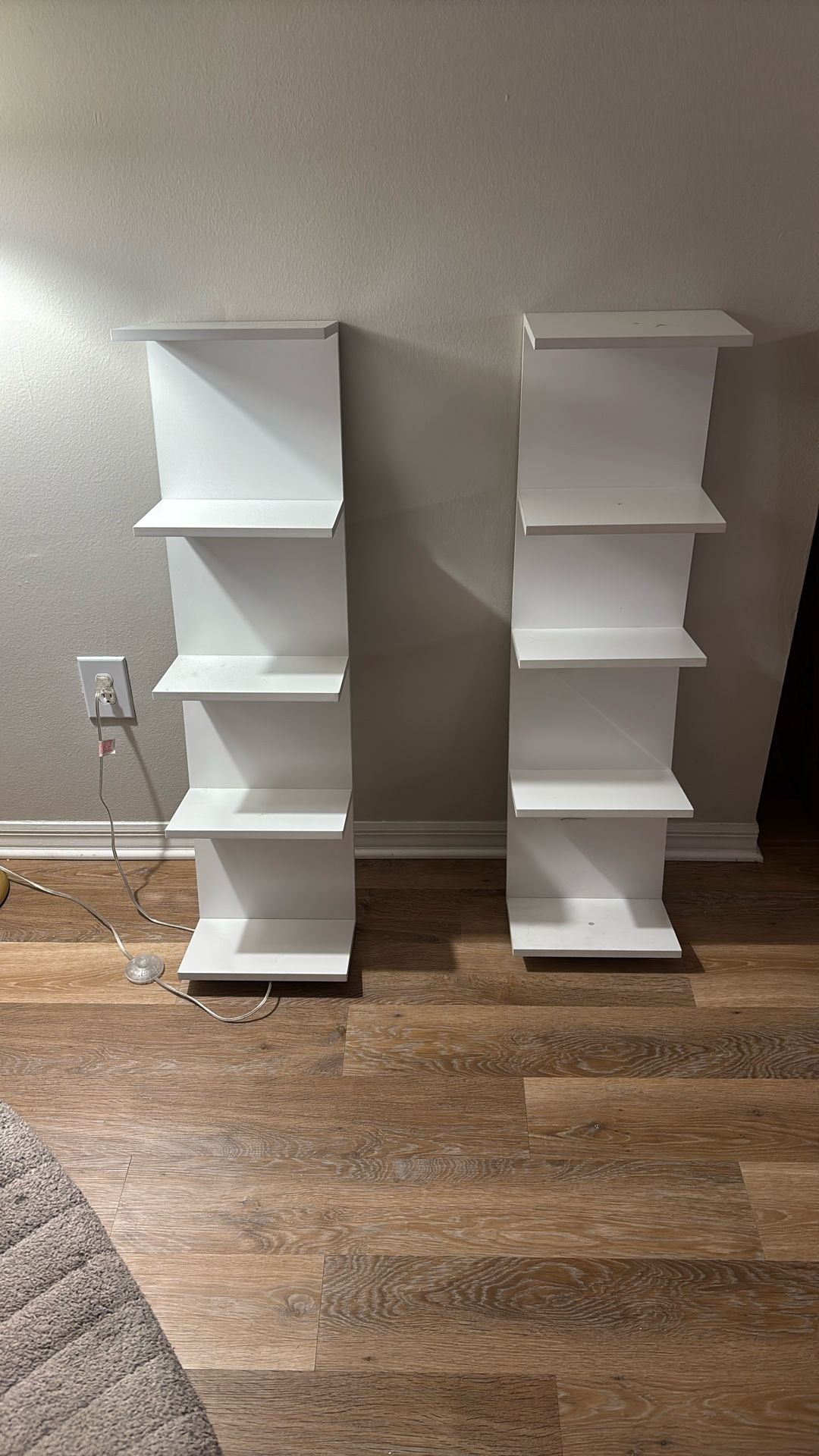 White floating shelves