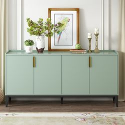 Modern 4-Door Storage Cabinet with Adjustable Shelf