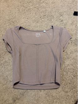 Brown square neck crop top