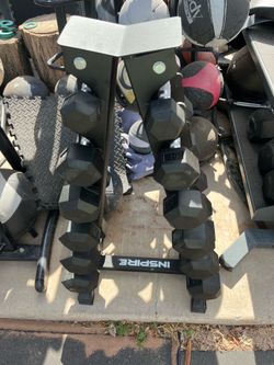 5-30lb hex rubber dumbbell set weights