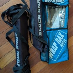block surf wrap rax car rooftop rack soft surfboard strap-down board carrier