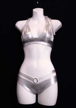 BRAND NEW!! Ultra Sexy Metallic Silver Bikini, Size Small