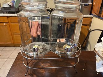 Dual Glass Beverage Dispenser Set with Stand