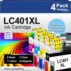 LC401XL LC401 XL Compatible Ink Cartridges Replacement for Brother LC 401 XL 401XL Work with Brother MFC-J1010DW MFC-J1012DW MFC-J1170DW Printer (4 XL