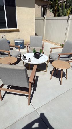 Mid-Century Patio Seating Set with Coffee Table
