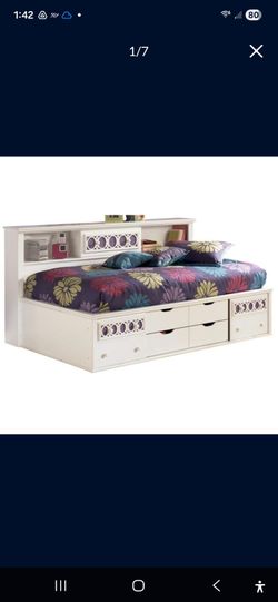 Twin Bed with Storage Bookcase & Night stand by Ashley Furniture