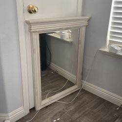 Beige Wood Frame Mirror