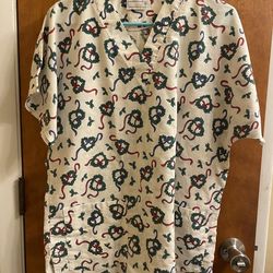 Medium Christmas Wreath Bow Scrub Top