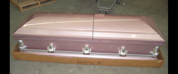 Pink Steel Burial Casket with Silver Hardware