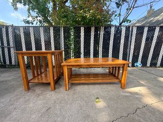 Mission Style Oak Coffee Table and End Table Set