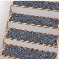 Non Slip Stair Treads for Wooden Steps,15 Pack 8" X 30" Stairs Carpet Treads Indoor with Reusable Peel and Stick Adhesive for Kids Elders and Pets