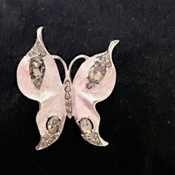 Crown Trifari Alfred Philippe Silver Tone rhinestone Butterfly Brooch