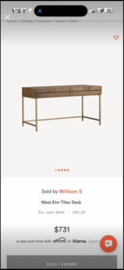 West elm real wood tiller desk