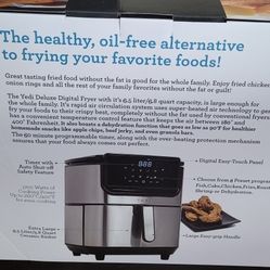 Yedi Evolution Air Fryer, 6.8 Quart, Stainless Steel, Ceramic Cooking Basket, with Deluxe Accessory.