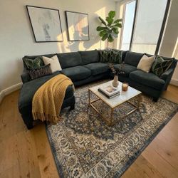 3- PIECE BLUE SECTIONAL w/ CHAISE (FREE DELIVERY)(CLIFTON HEIGHTS PA 19018)