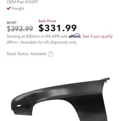 1969 Camaro Front Fender Left Side Brand New. Cheap $250