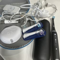 Teeth whitening system with electric toothbrush, and one extra brush