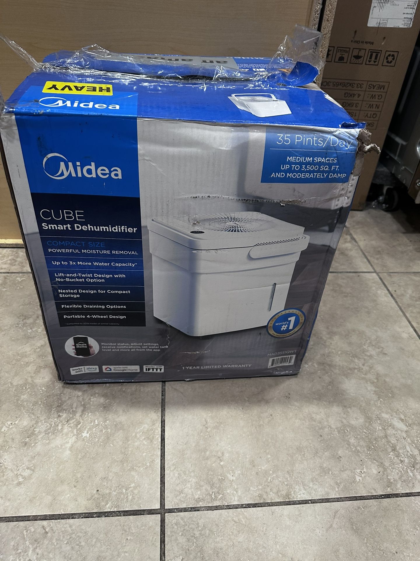 Midea 35 Pint Cube Smart Dehumidifier for Spaces up to 3500 sq ft
