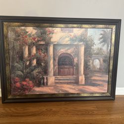 Vintage Framed Augustine'st Courtyard Oil painting Signed by Enrique Bolo
