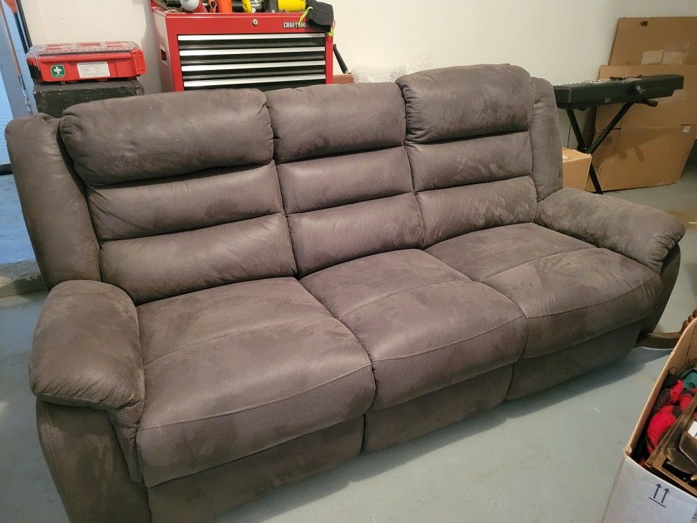 Grey Microfiber Couch 80"L X 32"W
