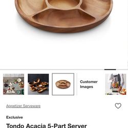 Crate &barrel Dark  Brown 5 Part Serves Set Of 2 