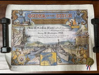 Order Of The Ditch Panama Canal Certificate USS BRUMBY (FF-1044) August 2010