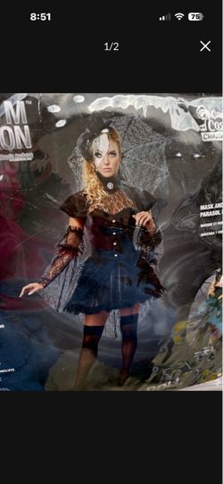 Gothic Victorian Halloween Costume with Mask and Parasol