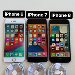 iPhone 6. iPhone 7. iPhone 8. Like New And Unlocked!
