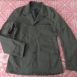 Nau Jacket Size S Mens green olive Button Front Long Sleeve EcoCircle