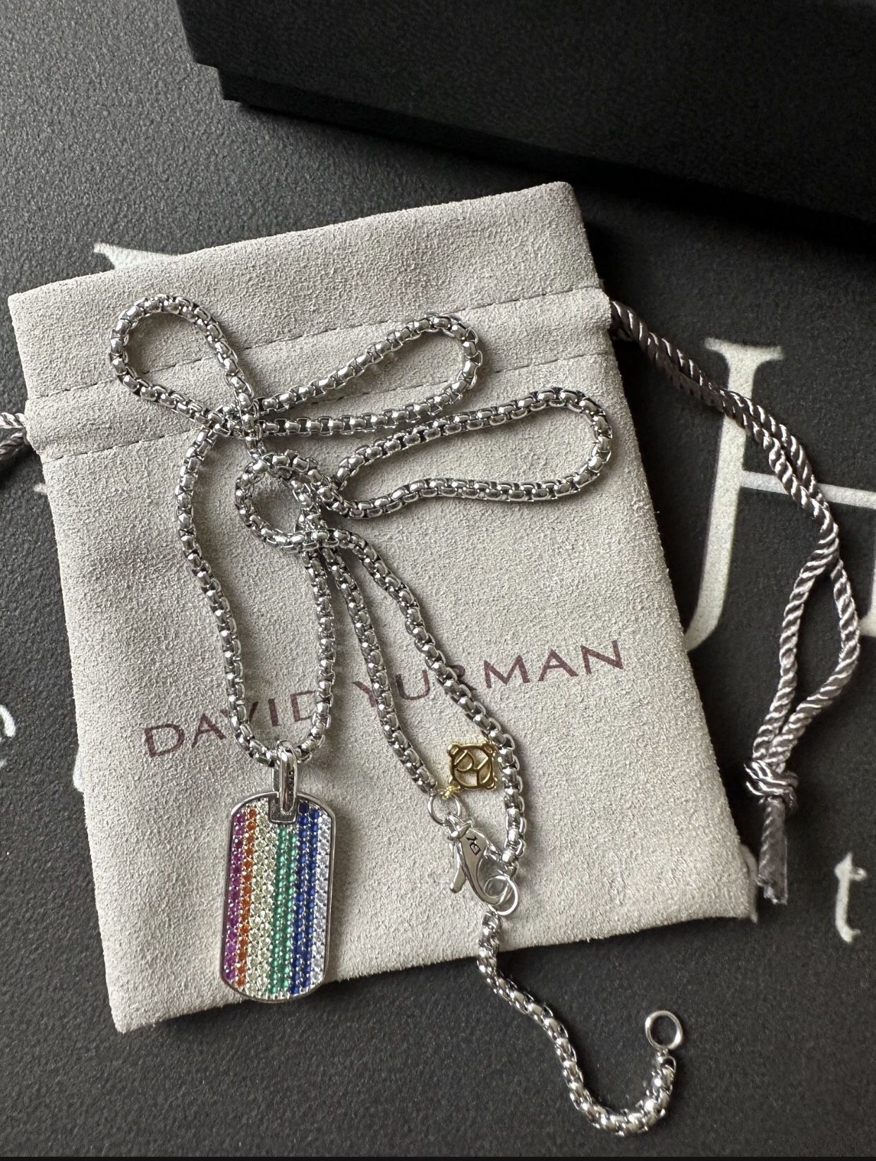 David Yurman Streamline Rainbow Pave Tag Sterling Silver 925